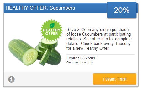 Cucumbers SavingStar Produce eCoupon