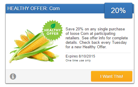 SavingStar Produce eCoupon Corn