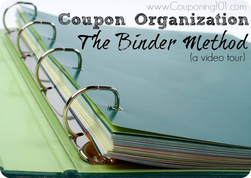 Coupon organization idea - a binder with baseball card inserts.