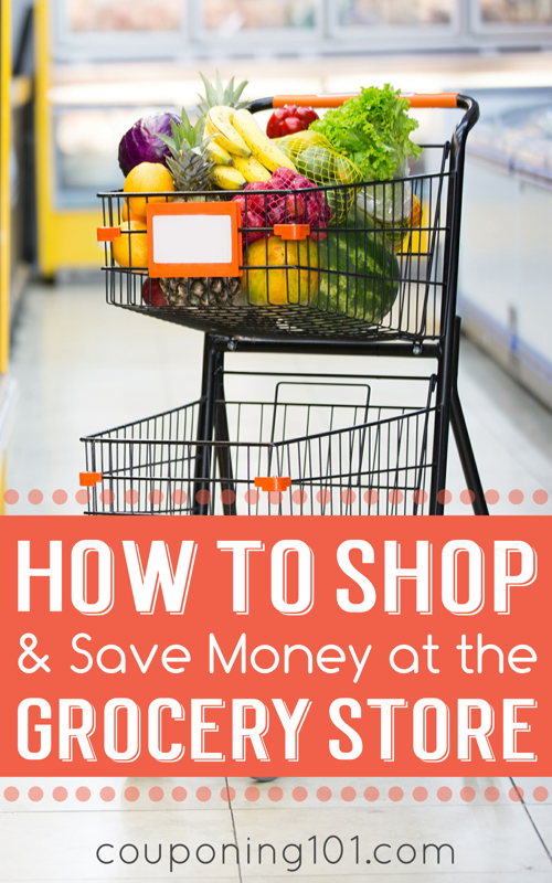 How to shop and save money at the grocery store! Tips for how to read a sales flier, find the best prices, and match up coupons.