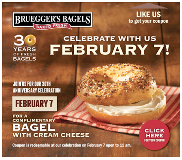 Bruegger's Bagels: FREE Bagel And Cream Cheese Tomorrow! (2/7/13) - Couponing 101