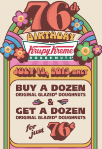 Krispy Kreme Doughnuts 76th Birthday