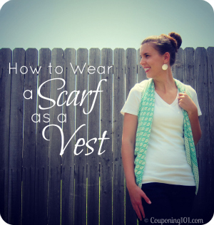 How to wear a scarf as a vest! Easy no-sew scarf refashion.