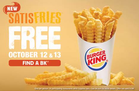 Free SatisFries Burger King October