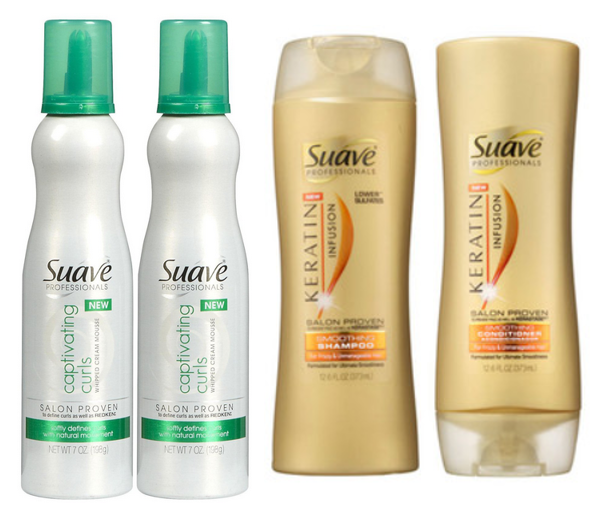 Suave Professionals Captivating Curls Mousse and Keratin Infusions Shampoo and Conditioner