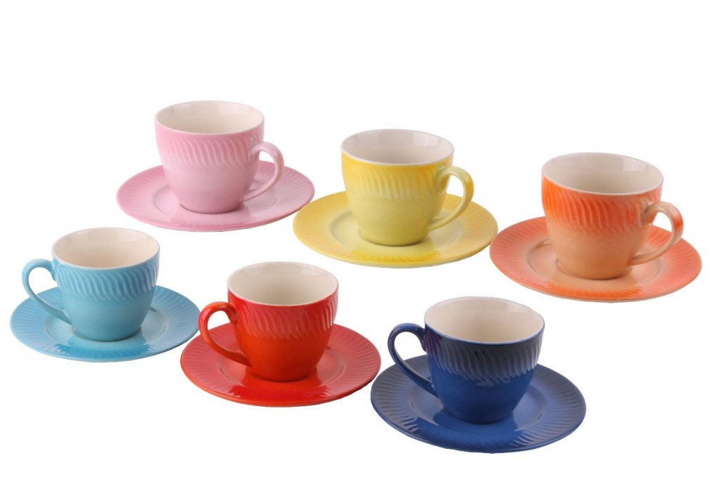 Ceramic Espresso Cups with Saucers