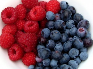 raspberries and blueberries