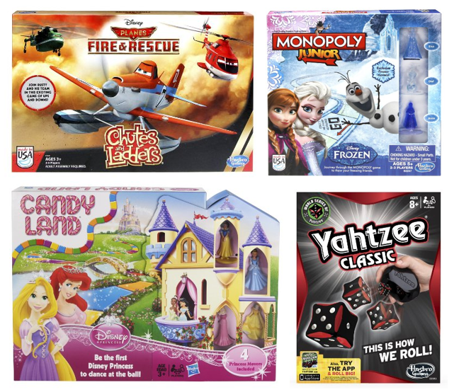 Hasbro Games - Planes Chutes & Ladders, Frozen Monopoly Jr., Princess Candy Land, Yahtzee Classic