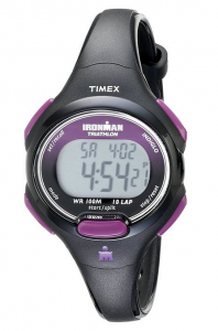Timex Women's Sport Ironman Black and Purple Mid Size 10 Lap Watch