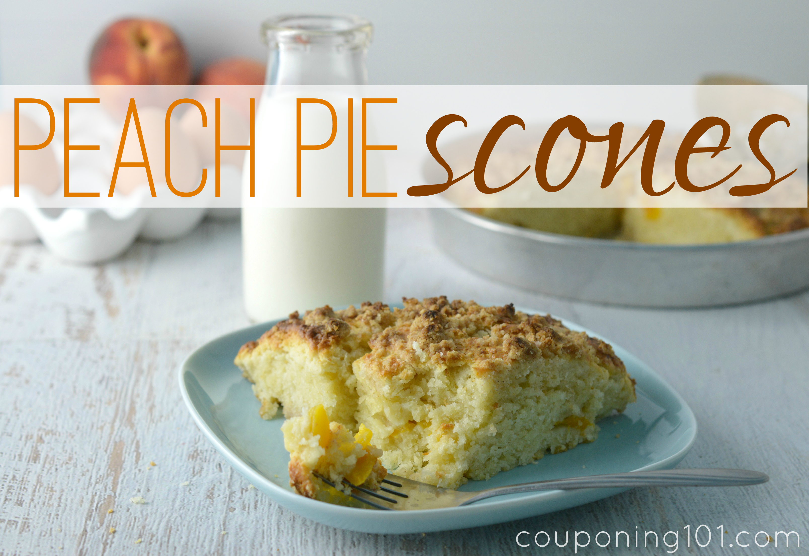 Peach Pie Scones Recipe - these fresh, hot scones taste just like homemade peach pie! Saving this recipe for our next brunch get-together.