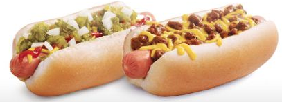 Sonic All-American Hot Dog and Chili Cheese Coney