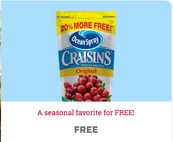 FREE Ocean Spray Dried Cranberries Coupon for Kroger Shoppers