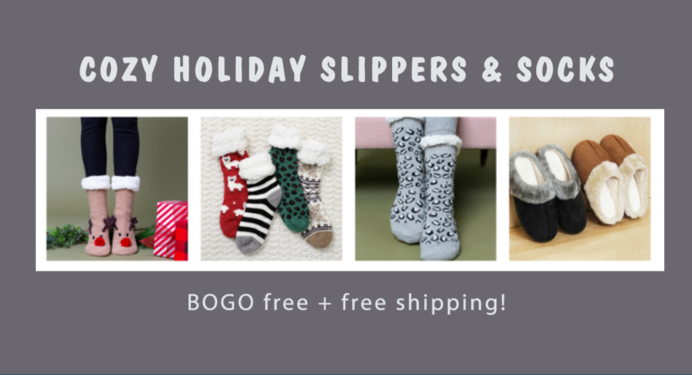 holiday slippers and socks, women's fashion bogo deal