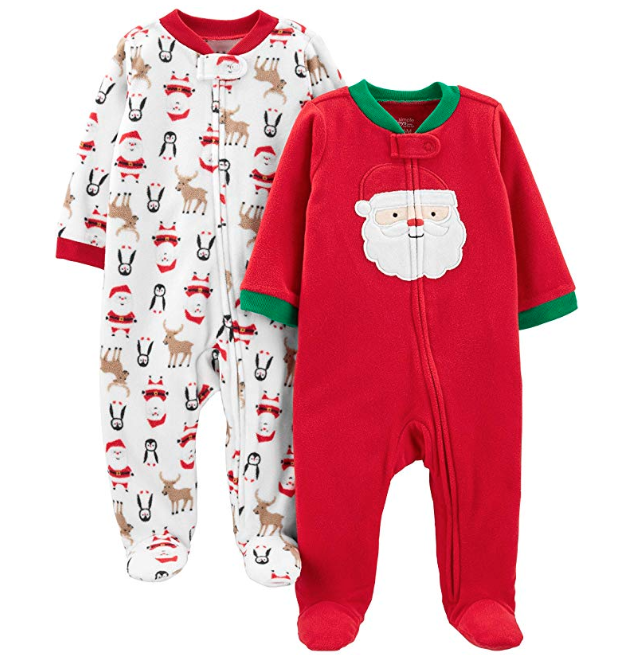 2-pack of baby onesies in Christmas prints